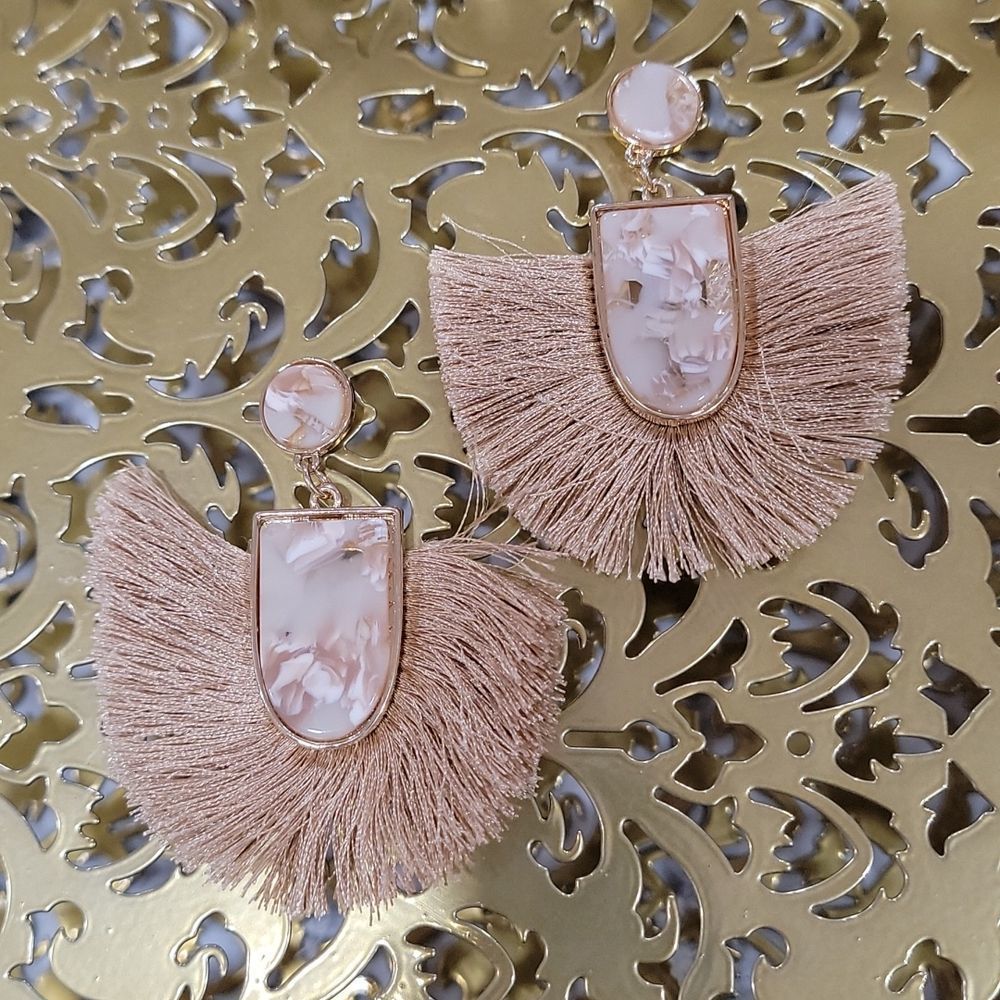 Tassel Earrings - Beige